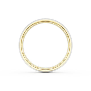Rounded Satin Finish Wedding Band in 18kt Yellow Gold & Platinum