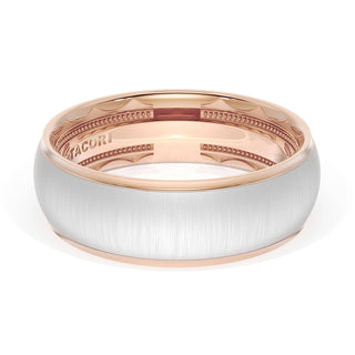 Rounded Satin Finish Wedding Band in 18kt Rose Gold & Platinum