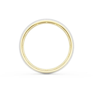 Rounded Satin Finish Wedding Band in 18kt Yellow Gold & Platinum