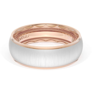 Rounded Satin Finish Wedding Band in 18kt Rose Gold & Platinum