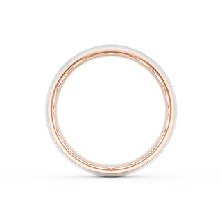 Rounded Satin Finish Wedding Band in 18kt Rose Gold & Platinum