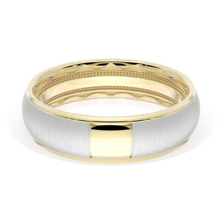Rounded Satin Finish Wedding Band in 18kt Yellow Gold & Platinum