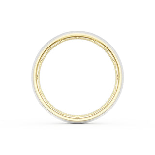 Rounded Satin Finish Wedding Band in 18kt Yellow Gold & Platinum
