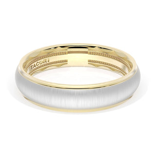 Rounded Satin Finish Wedding Band in 18kt Yellow Gold & Platinum