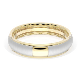Rounded Satin Finish Wedding Band in 18kt Yellow Gold & Platinum