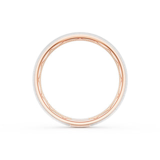Rounded Satin Finish Wedding Band in 18kt Rose Gold & Platinum