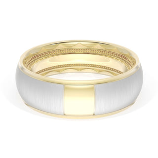 Rounded Satin Finish Wedding Band in 18kt Yellow Gold & Platinum