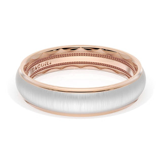 Rounded Satin Finish Wedding Band in 18kt Rose Gold & Platinum