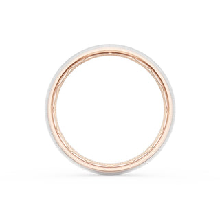 Rounded Satin Finish Wedding Band in 18kt Rose Gold & Platinum