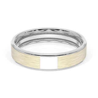 Flat Brush Finish Wedding Band in 18kt White Gold & 18kt Yellow Gold