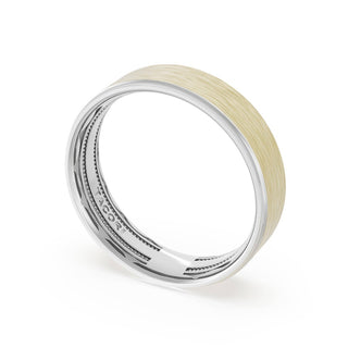 Flat Brush Finish Wedding Band in 18kt White Gold & 18kt Yellow Gold