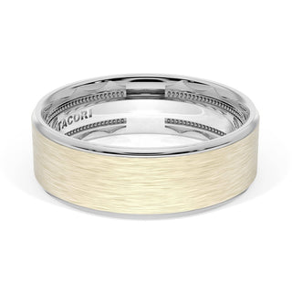 Flat Brush Finish Wedding Band in 18kt White Gold & 18kt Yellow Gold