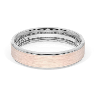 Flat Brush Finish Wedding Band in 18kt White Gold & 18kt Rose Gold