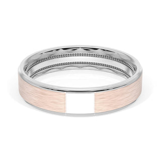 Flat Brush Finish Wedding Band in 18kt White Gold & 18kt Rose Gold
