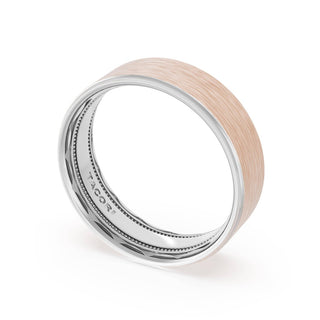Flat Brush Finish Wedding Band in 18kt White Gold & 18kt Rose Gold