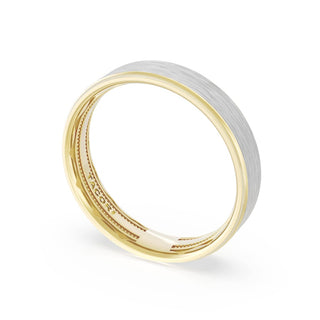 Flat Brush Finish Wedding Band in 18kt Yellow Gold & 18kt White Gold
