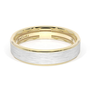 Flat Brush Finish Wedding Band in 18kt Yellow Gold & 18kt White Gold