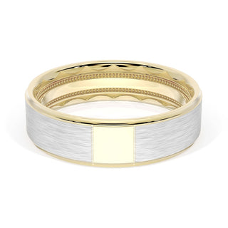 Flat Brush Finish Wedding Band in 18kt Yellow Gold & 18kt White Gold