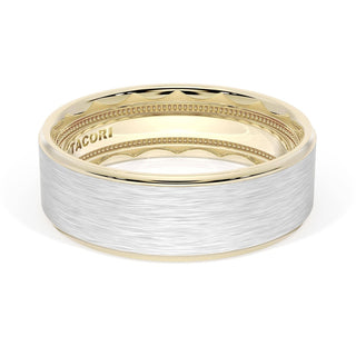 Flat Brush Finish Wedding Band in 18kt Yellow Gold & 18kt White Gold