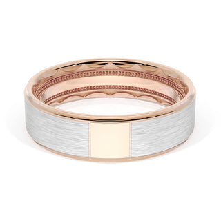 Flat Brush Finish Wedding Band in 18kt Rose Gold & 18kt White Gold