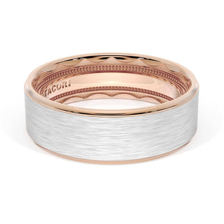 Flat Brush Finish Wedding Band in 18kt Rose Gold & 18kt White Gold