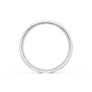 Flat Brush Finish Wedding Band in Platinum & 18kt Rose Gold