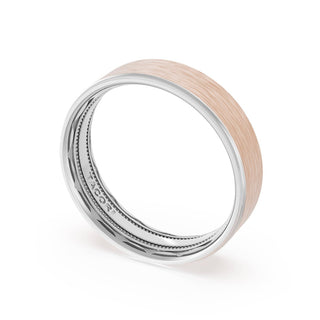Flat Brush Finish Wedding Band in Platinum & 18kt Rose Gold