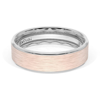 Flat Brush Finish Wedding Band in Platinum & 18kt Rose Gold