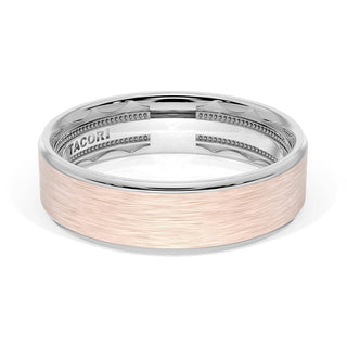 Flat Brush Finish Wedding Band in Platinum & 18kt Rose Gold