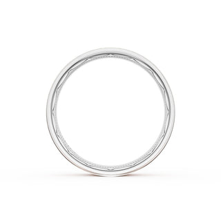 Flat Brush Finish Wedding Band in Platinum & 18kt Rose Gold