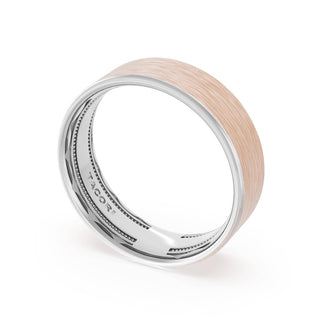 Flat Brush Finish Wedding Band in Platinum & 18kt Rose Gold