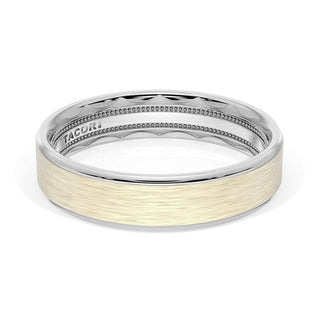 Flat Brush Finish Wedding Band in Platinum & 18kt Yellow Gold