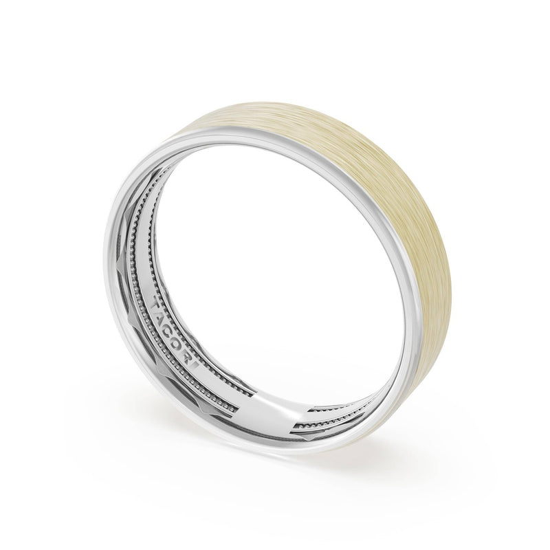 Flat Brush Finish Wedding Band in Platinum & 18kt Yellow Gold