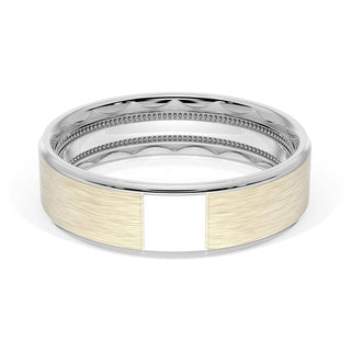 Flat Brush Finish Wedding Band in Platinum & 18kt Yellow Gold