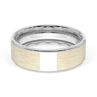 Flat Brush Finish Wedding Band in Platinum & 18kt Yellow Gold