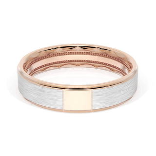 Flat Brush Finish Wedding Band in 18kt Rose Gold & Platinum