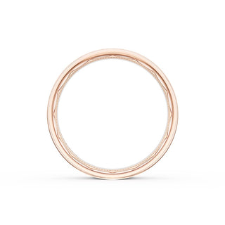 Flat Brush Finish Wedding Band in 18kt Rose Gold & Platinum