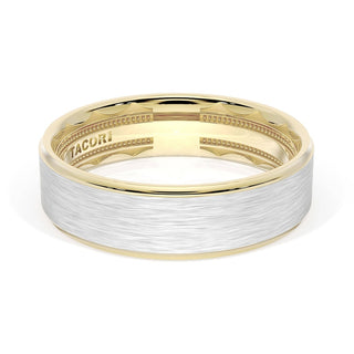 Flat Brush Finish Wedding Band in 18kt Yellow Gold & Platinum