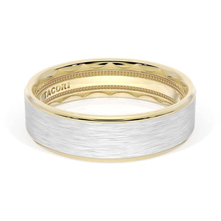 Flat Brush Finish Wedding Band in 18kt Yellow Gold & Platinum