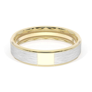 Flat Brush Finish Wedding Band in 18kt Yellow Gold & Platinum