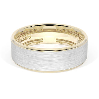 Flat Brush Finish Wedding Band in 18kt Yellow Gold & Platinum