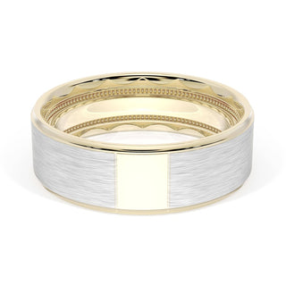 Flat Brush Finish Wedding Band in 18kt Yellow Gold & Platinum