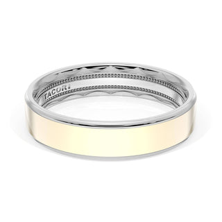 Flat High Polish Finish Wedding Band in 18kt White Gold & 18kt Yellow Gold