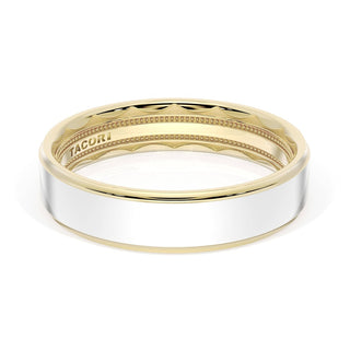 Flat High Polish Finish Wedding Band in 18kt Yellow Gold & 18kt White Gold