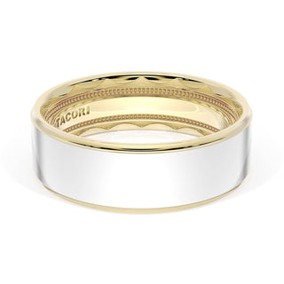Flat High Polish Finish Wedding Band in 18kt Yellow Gold & 18kt White Gold