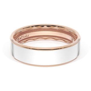 Flat High Polish Finish Wedding Band in 18kt Rose Gold & 18kt White Gold