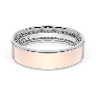 Flat High Polish Finish Wedding Band in Platinum & 18kt Rose Gold