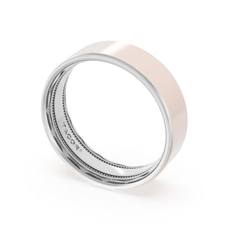 Flat High Polish Finish Wedding Band in Platinum & 18kt Rose Gold