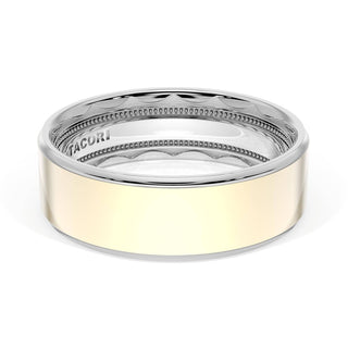 Flat High Polish Finish Wedding Band in Platinum & 18kt Yellow Gold