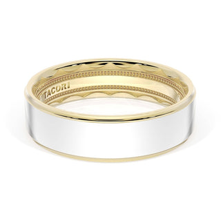 Flat High Polish Finish Wedding Band in 18kt Yellow Gold & Platinum